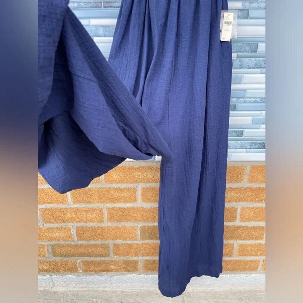 Anthropologie Navy Flowy Wide Leg Jumpsuit Xxs/xs - Picture 9 of 16